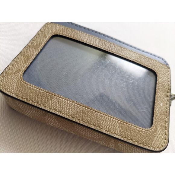 Coach Marine Leather Zip Around Card Case Chain Wristlet Spring Timeless *READ - Picture 3 of 8